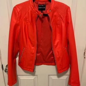 Red (faux) leather jacket